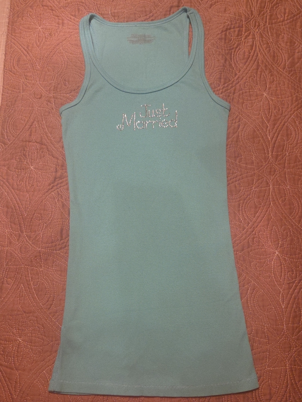 Victoria's Secret Teal Rhinestone 'Just Married' Tank